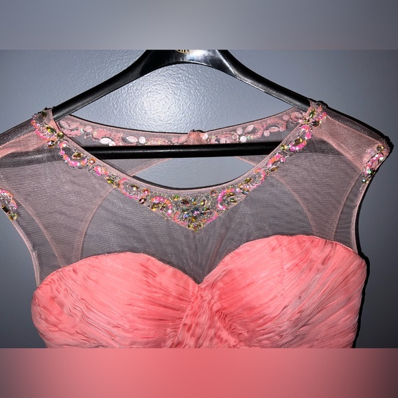 Empire Cut Prom Dress with Beading, Sequins, and Sheer detailing - Picture 3 of 12